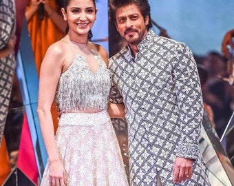 Chikankari Sherwani med Salwar: Indisk bröllopsfestkläder