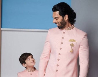 Madhu Couture Indian Designer Sherwani Set Father Son Dress Code/for Wedding Religious Outfits.