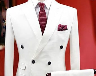 Double Breasted Designer Coat and Pant Set: Slim Fit Formal Fashion