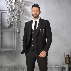 Black Suit For Men Designer Coat Pant  Formal menswear Slim Fit 3 Piece Suit Wedding Groom outfit Party Wear Coat groom wedding wear