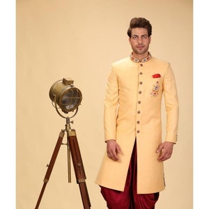 Embroidery Sherwani For Men Indian Designer Wear Indowestern Traditional Sherwani Outfit For Groom.