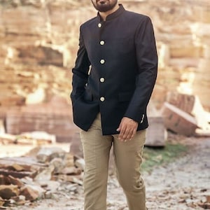 Black Bandhgala Jodhpuri Suit For Men ceremony Outfit Coat Pant  Partywear Wedding Slimfit suit Function wear ethnic wear costum Fit