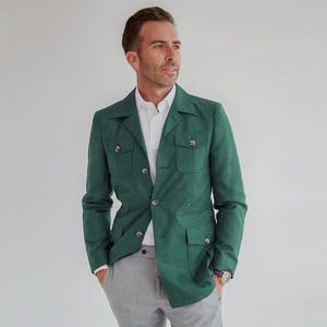 Stylish Decent Green Color Safari Suit for Men for Wedding