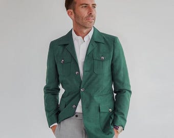 Men's Green Safari Suit: Fabric Hunting Outfit