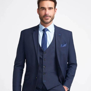 Blue Suits Slim Fit Coat Pant 3 Piece Suit For Men Wedding Outfit Shawl Lapel Stylish Coat Pant Dinner Party Wear Suits Groomsmen Gifts