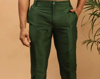 Men's Silk Trousers: Slim Fit Formal Party Wear