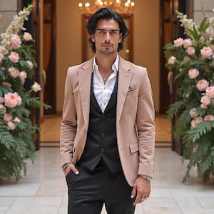 Rose Mouve Coat Pant Slim Fit Suit For Men Trendy Tuxedo Groomsman Gifts & Dinner Party Wear Stylish Prom Beach Outfit men&#39;s formal wear
