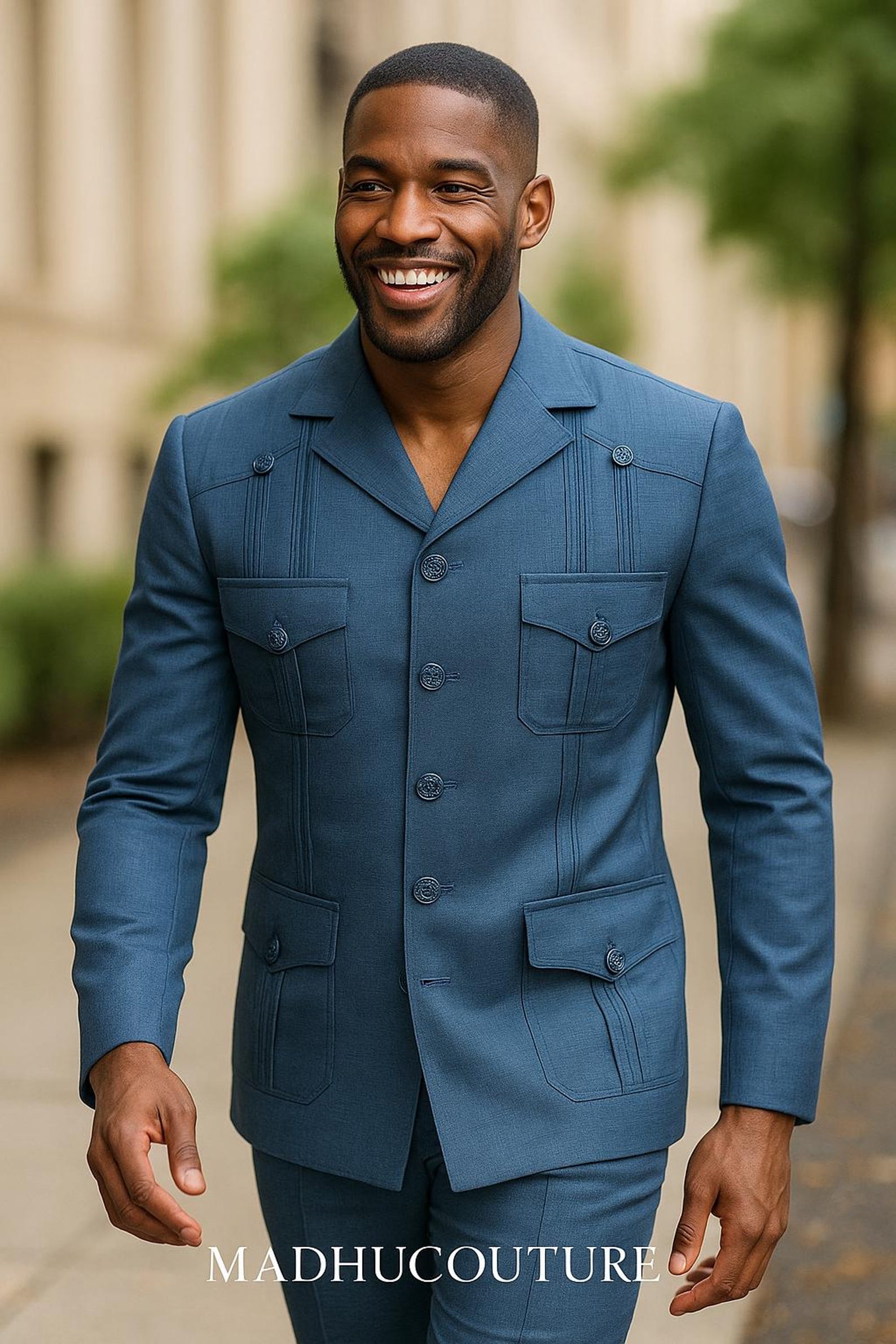 blue-safari-suit-for-men-fabric-african-wedding-outfit-etsy