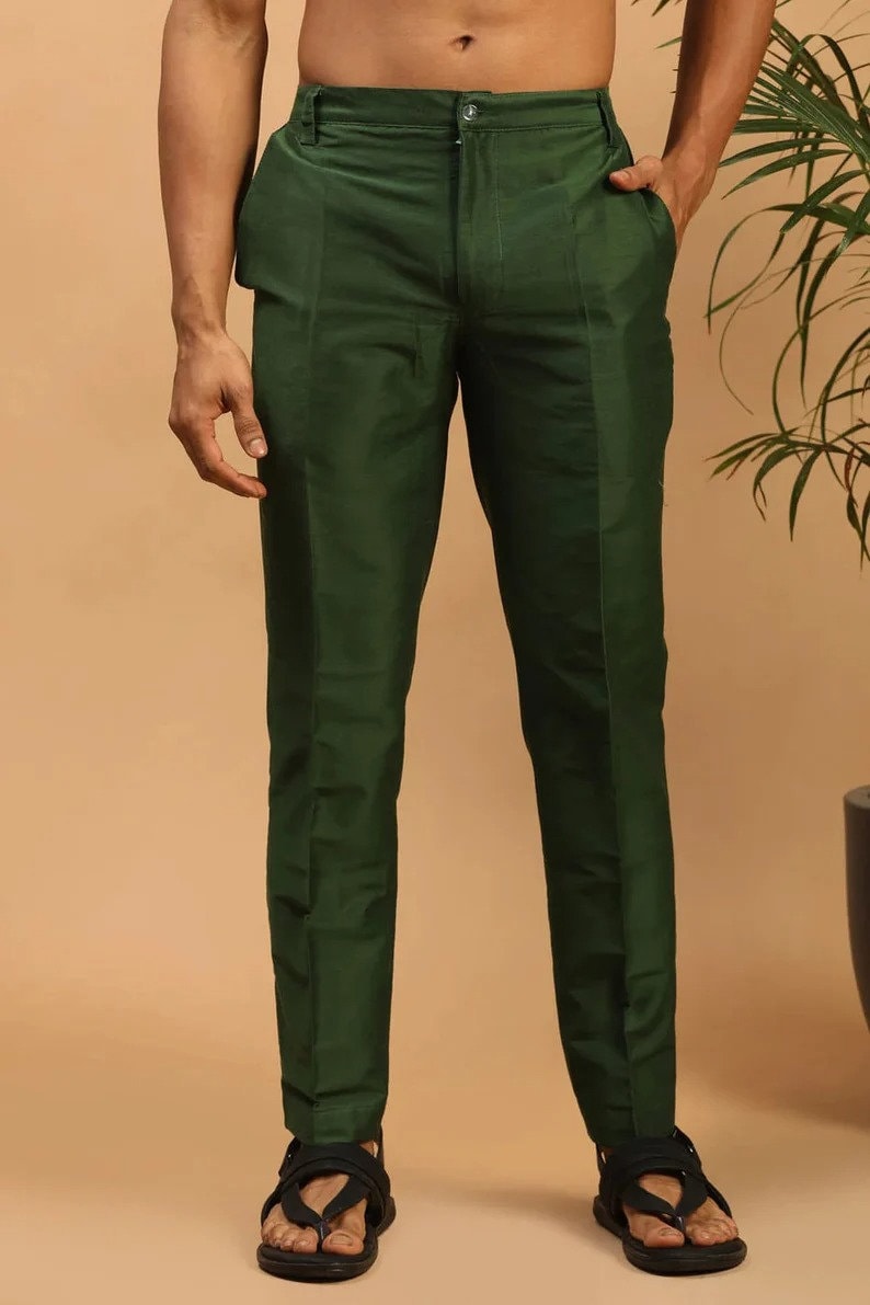 Men's Silk Trousers: Slim Fit Formal Party Wear - Etsy