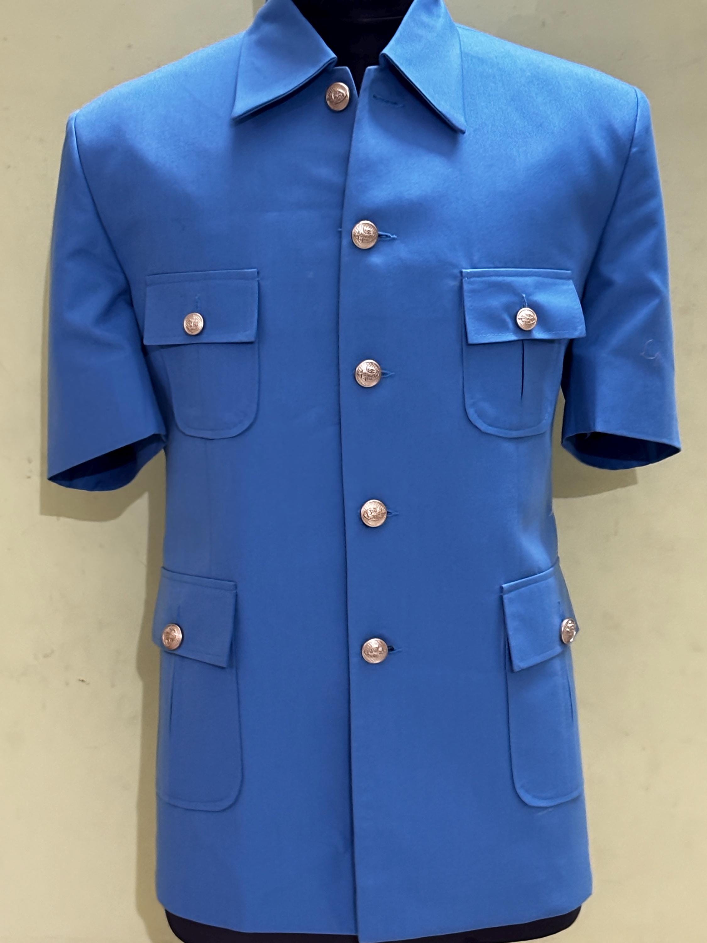 Half Sleeve Navy Blue Safari Suit Safari Suit For Men Blue Coat