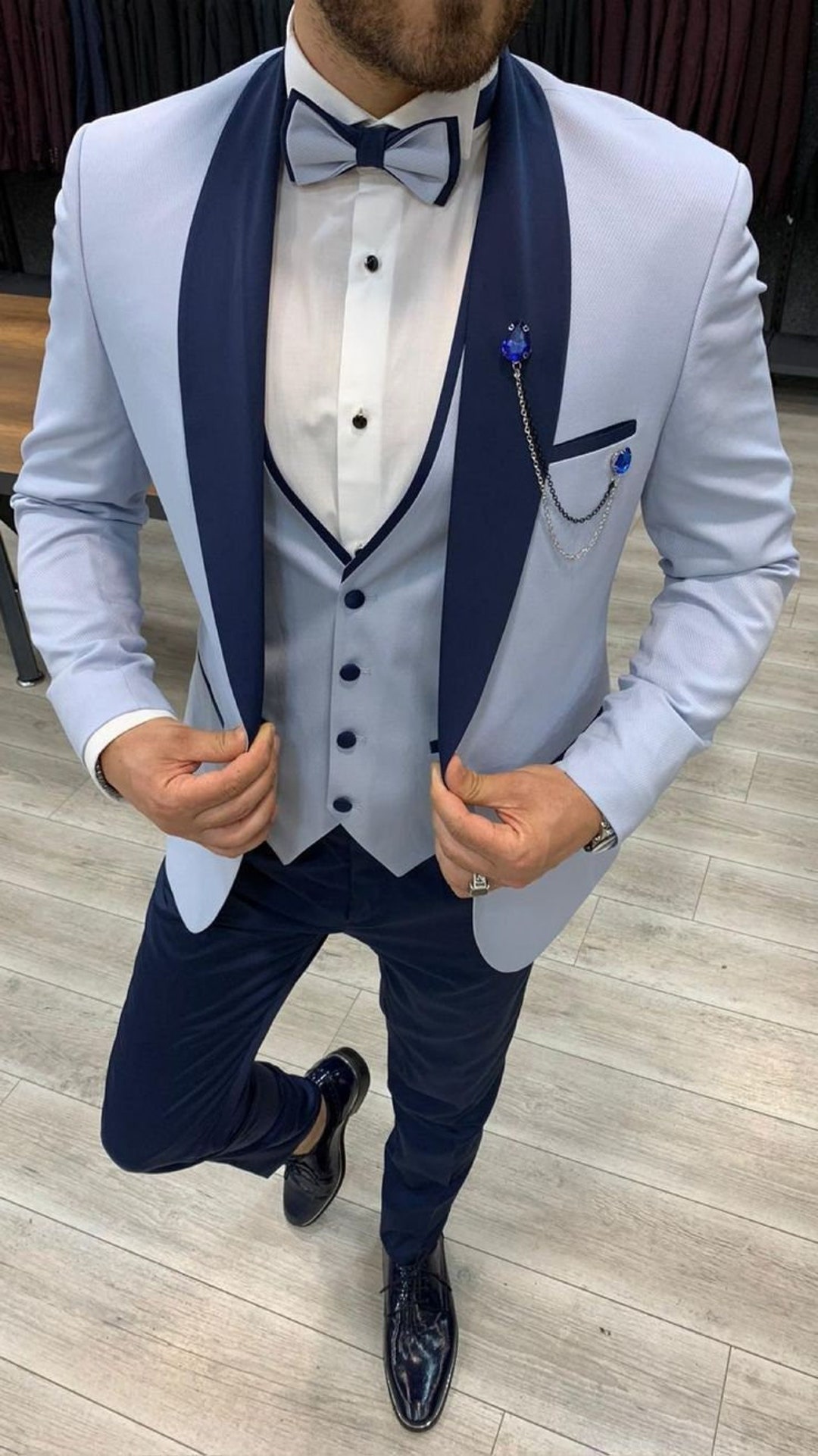 Men Suits Men 3 Piece Blue Formal Fashion One Button Wedding - Etsy