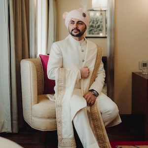 White Sherwani For Men chudidaar pajama Ethnic wear Wedding Outfit Stylish Menswear indowestern Partywear suit Premium Fabric groom sherwani