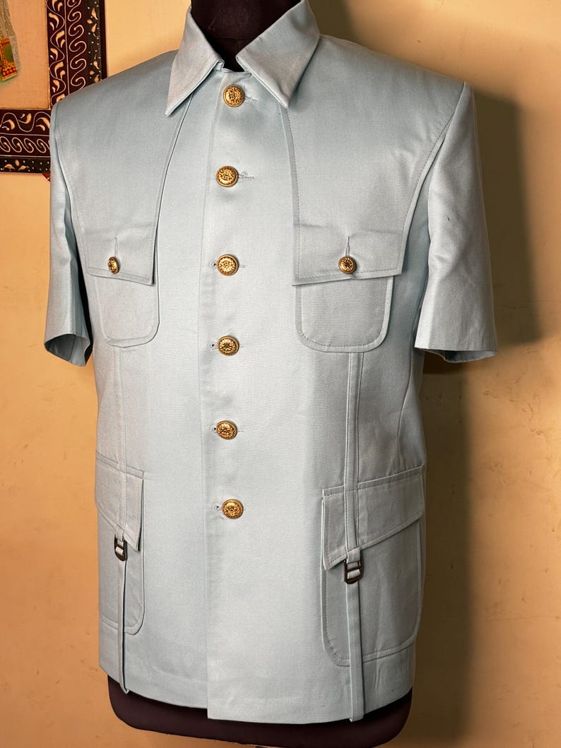 Men's Grey Safari Suit: Short Sleeve, Lightweight Outfit image 1