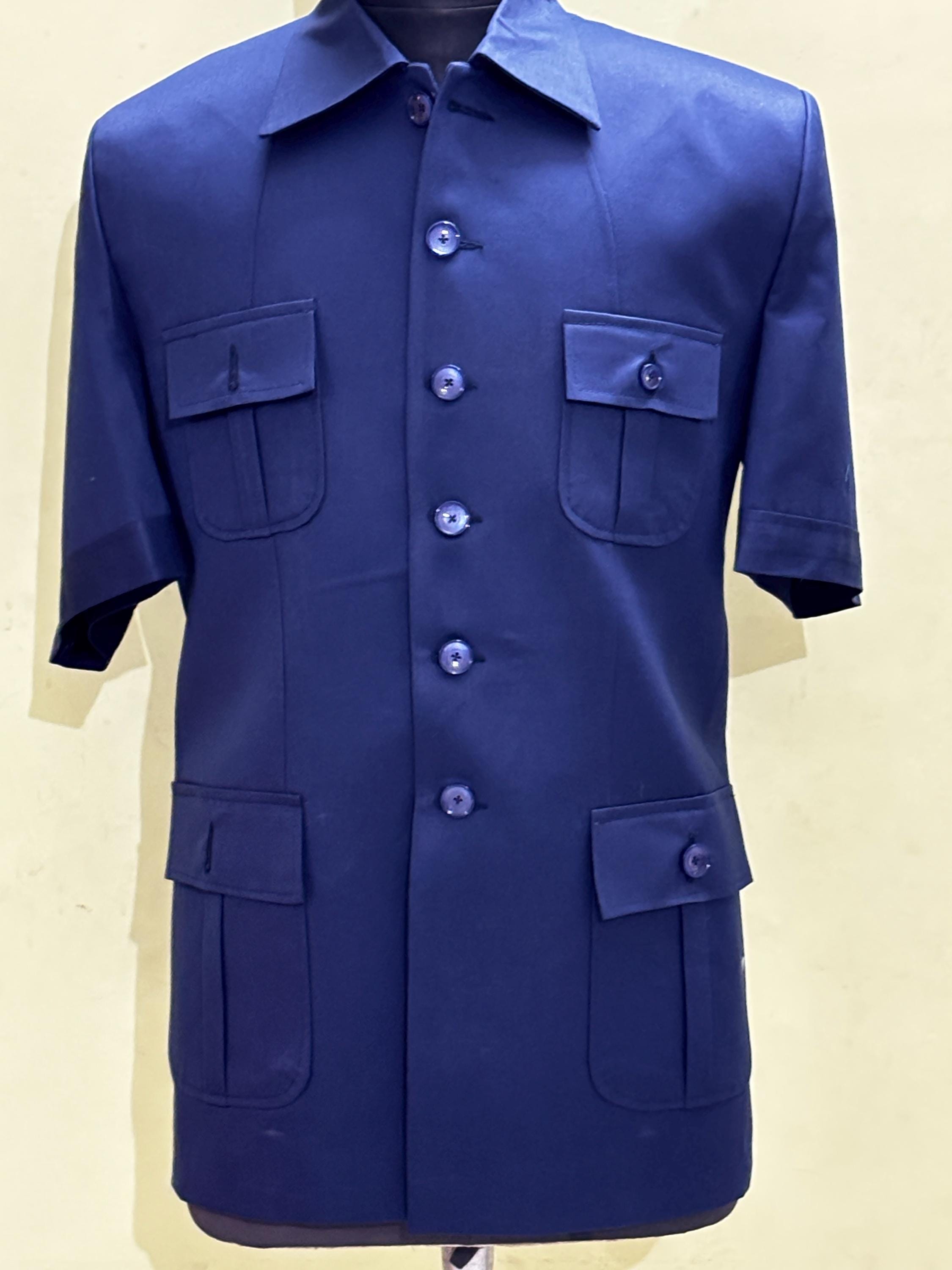 Safari Suit for Men Navy Blue Half Sleeve Lightweight