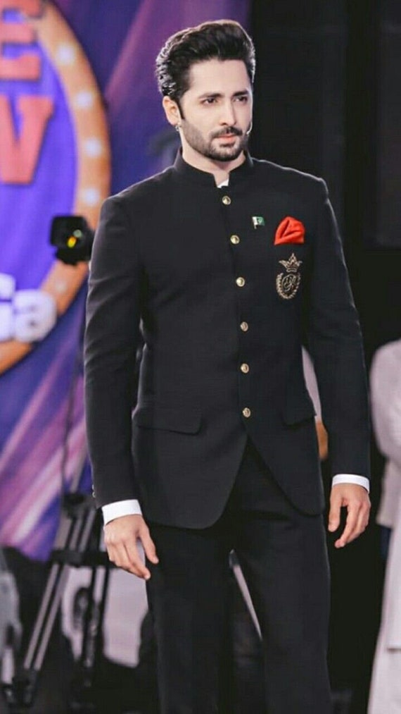 Mens Black Jodhpuri Suit: Ethnic Partywear Designer Coat Pant