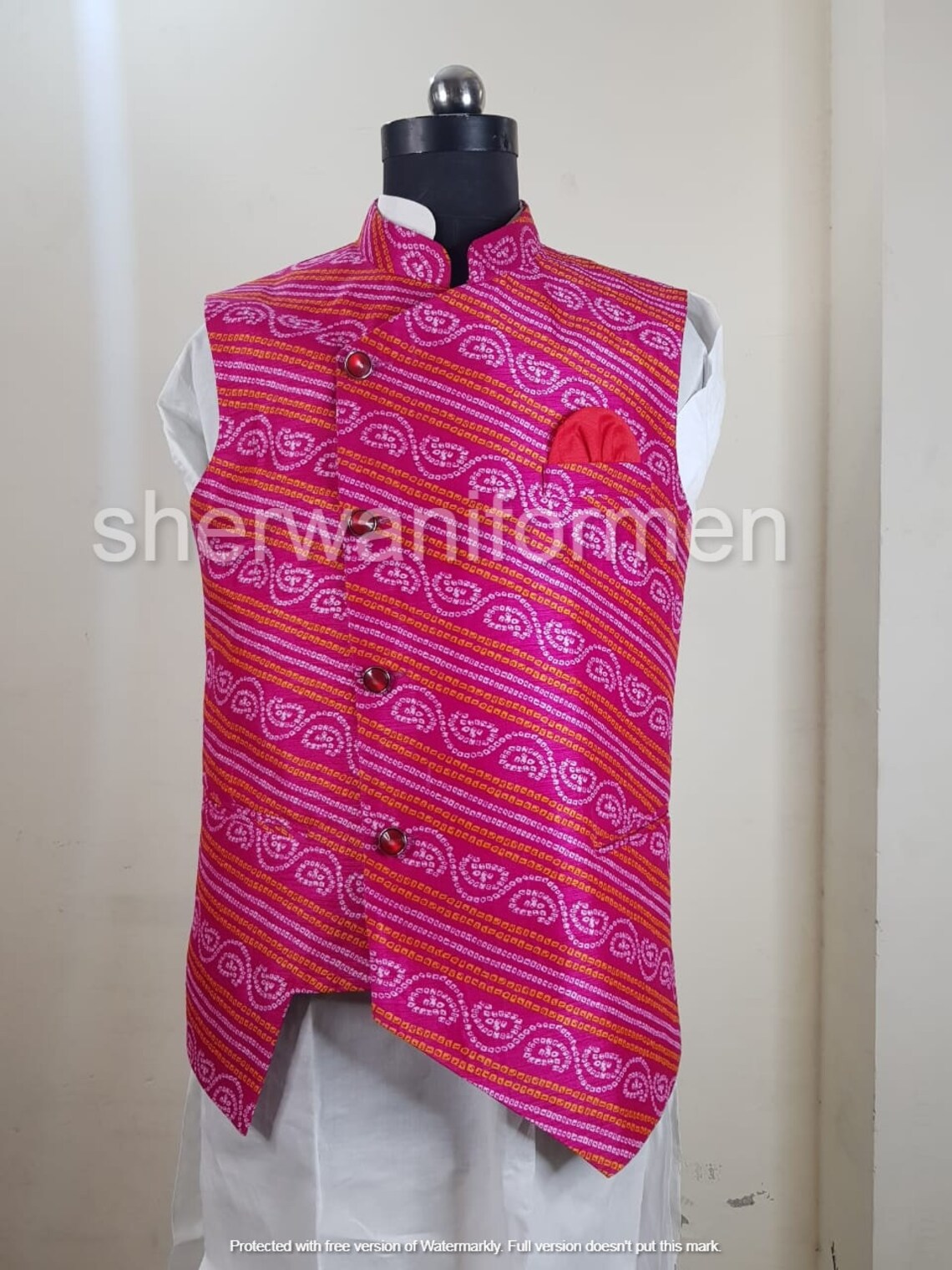 Traditional Rajasthani Multicolour Bandhani Waist Coat for men Etsy