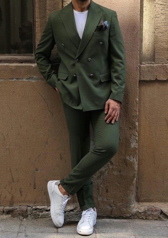 Green Coat Pant Suit: Men's Formal Wedding Fashion