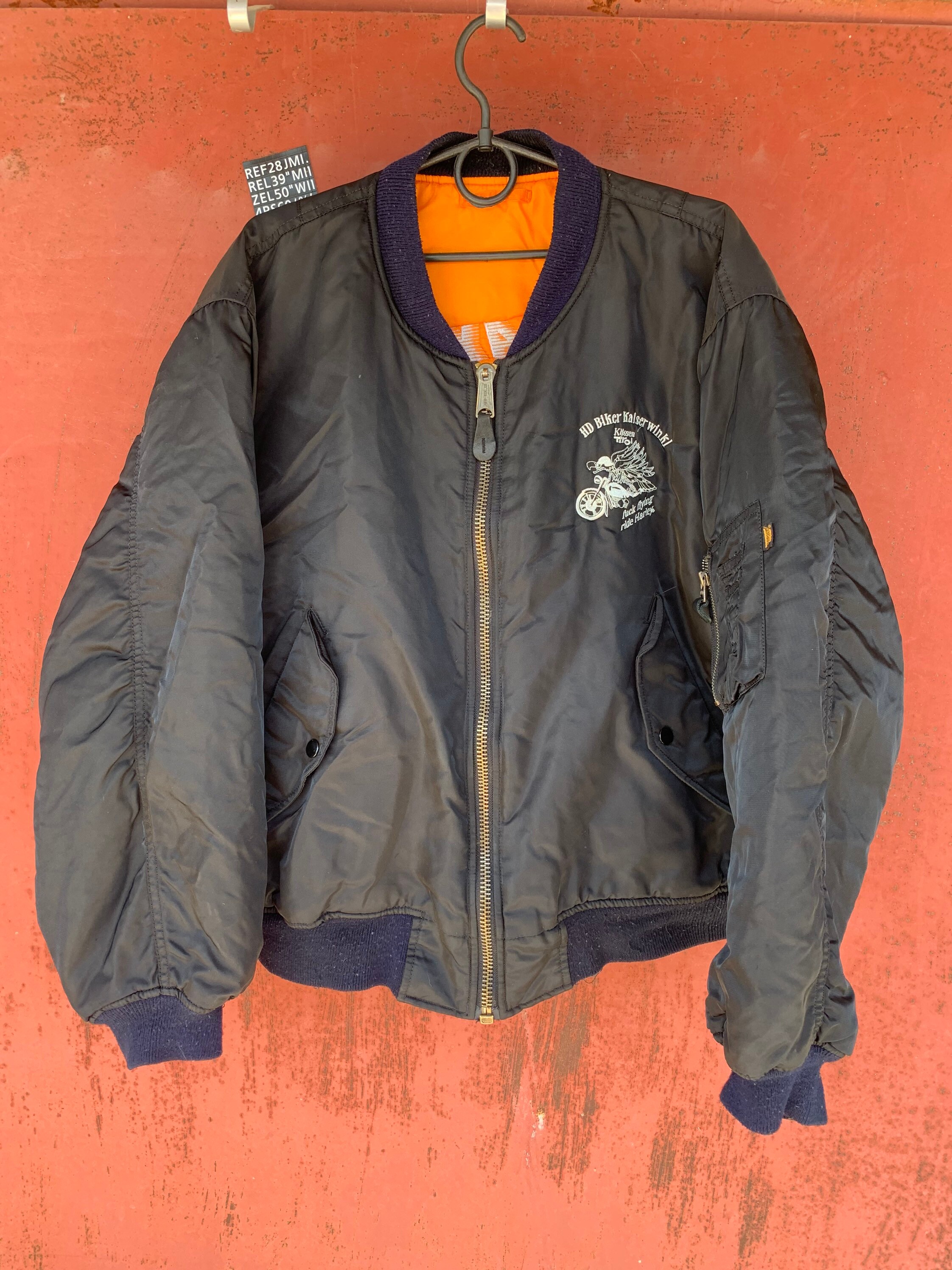 bomber jacket with orange inside