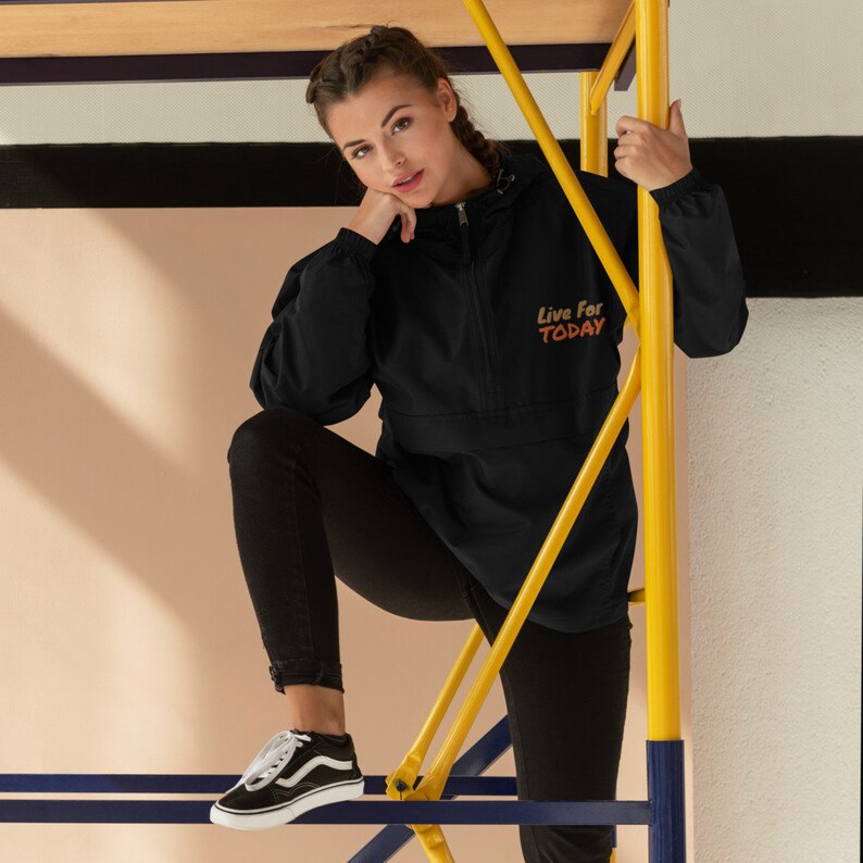 LIve For Today Embroidered Champion Packable Jacket