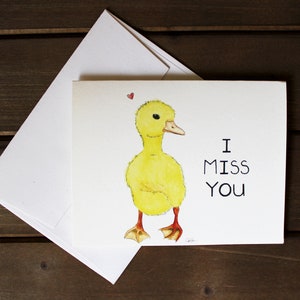 Carte Duckling I Miss You -- Carte en carton écologique pour le meilleur ami -- Carte Bébé Canard