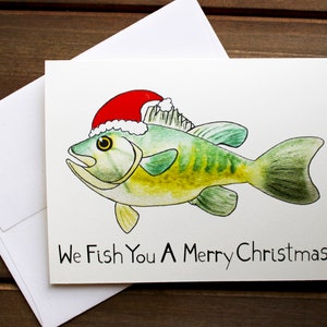 Nós pescamos para você um feliz Natal -- Cartão de felicitações de férias de inverno/cartão aquarela