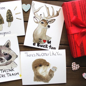 Wild In Love -- Pakket van 4 -- NatureNotesByCS Valentijnsdag Kaarten -- Aquarel Ontwerpen