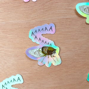 Screaming Cicada Holographic Sticker