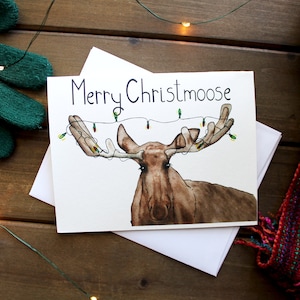 Merry ChristMoose -- Christmas Moose Holiday Handmade Card