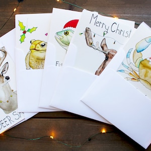 Festive Furry Friends Bundle - Handgemachte Weihnachtskarten, 5er-Pack