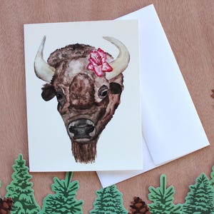 Resist - Hermoso bisonte por una causa - Tarjeta hecha a mano con acuarela