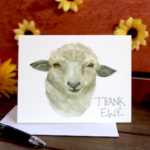 Merci Ewe — Carte de mouton en papier cartonné écologique — Carte de remerciement