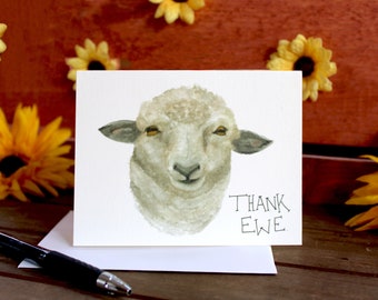 Thank Ewe — Eco-Friendly Cardstock Sheep Card — Thank You Card