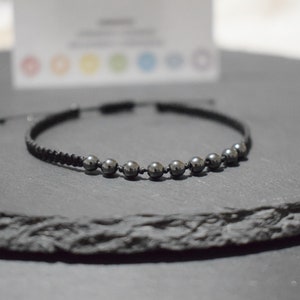Hematite bracelet, crystal jewelry gift, spiritual healing bracelet anxiety stress relief crystal, protection emf, crystal bracelet, gift