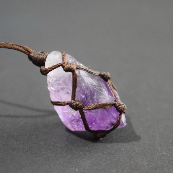 Amethyst necklace, raw amethyst point, raw amethyst pendant, February birthstone, love happiness crystal necklace, chakra crystal, gift