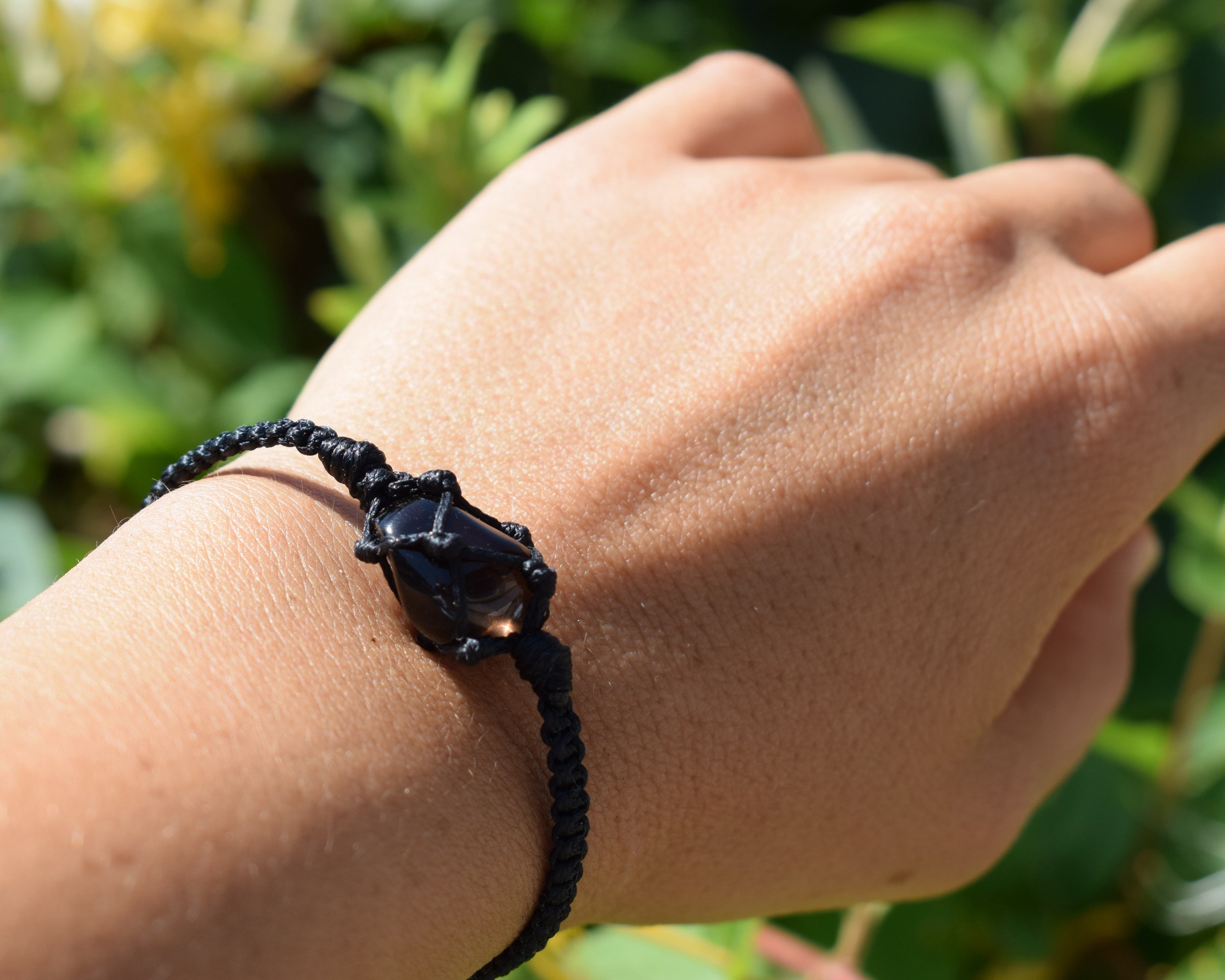 Apache Tears Crystal Bracelet for Men Women Cord Wrapped Apache