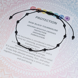 Black tourmaline crystal anklet, beaded black tourmaline anklet, crystal adjustable anklet, crystal beach anklet, dainty anklet, boho anklet