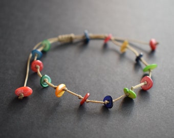 Handmade Mother of Pearl Anklet: Multicolored Bohemian Beach Anklet