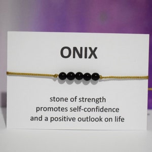 Onyx crystal bracelet men woman, minimalist onyx crystal bracelet, adjustable cord bracelet, onyx beads bracelet, black bracelet men woman