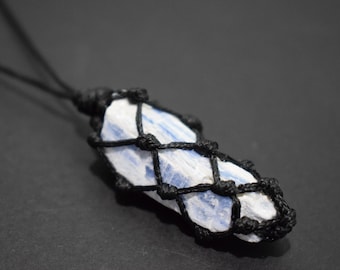 Raw Blue Kyanite Crystal Necklace, Wrapped Healing Stone