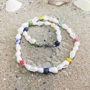 Conch seashell necklace choker beach summer jewelry boho seashell necklace surfer adjustable waterproof necklace layering natural seashell