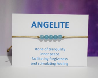Angelite bracelet/beaded angelite bracelet/dainty crystal bracelet/minimalist crystal bracelet/gemstone bracelet/bohemian/hippie/yoga/reiki