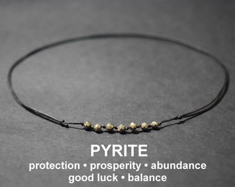 Pyrite necklace/pyrite choker/crystal necklace/minimalist crystal necklace/abundance prosperity crystal necklace/crystal lover gift/sister