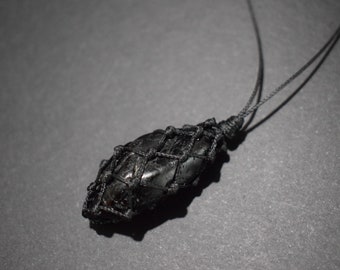 Black tourmaline necklace, tumbled stone black tourmaline pendant, raw black tourmaline, grounding empath protection crystal necklace