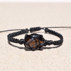 Pulsera de cristal de lágrimas de apache para hombres y mujeres, pulsera de obsidiana de lágrimas de apache envuelta en cordón, pulsera de cristal curativo, joyería de obsidiana