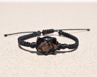 Apache tears crystal bracelet for men women, cord wrapped apache tears obsidian bracelet, healing crystal bracelet, obsidian jewelry