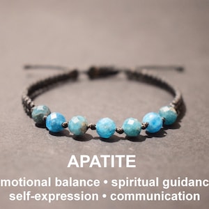 Apatite crystal bracelet for men women, apatite beaded bracelet, throat chakra bracelet, protection crystal bracelet, friendship bracelet
