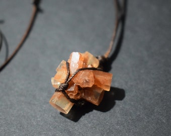 Aragonite crystal necklace for men women/wrapped aragonite crystal necklace/raw natural crystal necklace/aragonite star cluster necklace