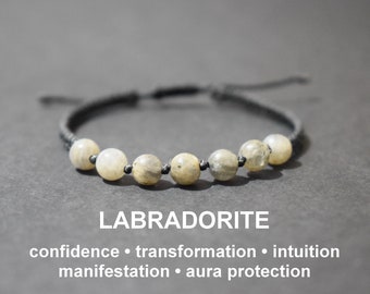 Labradorite bracelet for men women, labradorite jewelry for women, labradorite bead bracelet, crystal gift, aura protection crystal