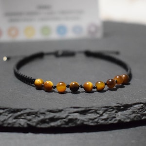 Tiger s eye crystal bracelet for men women, tiger's eye beaded bracelet, crystal bracelet gift, grounding crystal, adjustable bracelet gift
