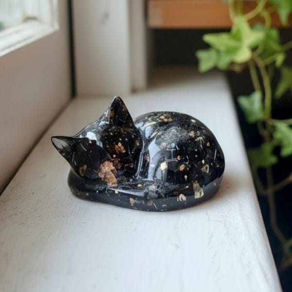 Custom Cremains Cat Memorial Figurine: Cremation Ashes Resin Keepsake Dog Cremation Figure
